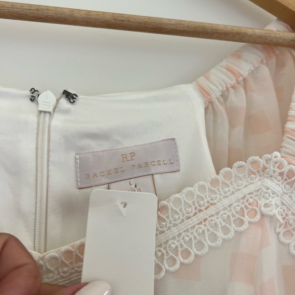 Rachel Parcell pink gingham chiffon dress. Size L - Picture 4 of 13